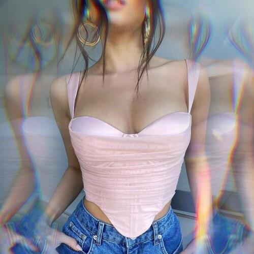 2021 New Summer Women pink red Mini Tops Sexy Hollow Out Celebrity Evening Party Tops Bodycon Top Sexy Party Club