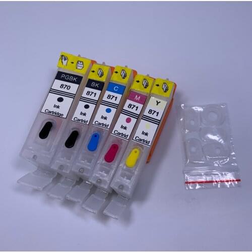 YOTAT 5pcs Refillable ink cartridge PGI-870 CLI-871 for Canon PIXMA MG7780 MG6880 MG5780 TS9080 TS8080 TS6080 TS5080 printer