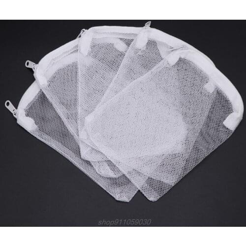 5 Pcs/Set Aquarium Filter Bag Fish Tank Mesh Bag Zipper Net Pond For Bio Ball Active Carbon Isolation Storage J15 21 Dropship