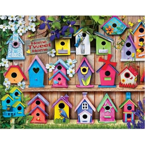 5D Diamond Painting Full Drill Rainbow Colored Birdhouse Diamond Embroidery Cross Stitch Rhinestone Mosaic Picture Wall Decor