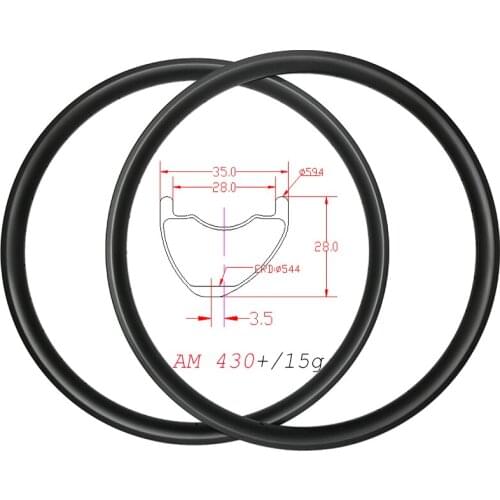650B MTB AM Asymmetry 35mm clincher tubeless carbon rims disc 27.5er 28mm deep all mountain bicycle carbon wheels 24H 28H 32H