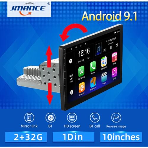 JMANCE 1Din Car Radio 10" GPS Android 9.1 2G add 32G Car Multimedia Player for Volkswagen Nissan Kia Toyota Skoda Car Stereo