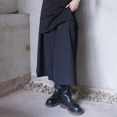 Yamamoto Diablos cropped pants womens summer high waist and thin irregular minority Japanese loose wide leg pants big size