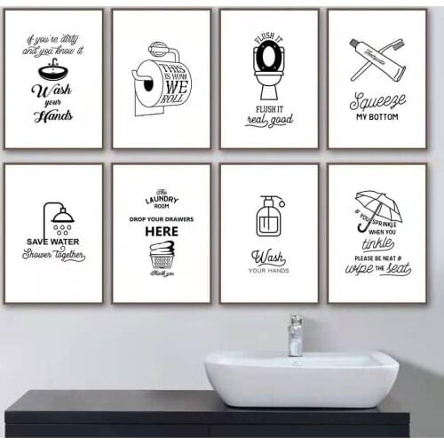 Bathroom Decorative Paintings, Toilet Paintings, Waterproof Modern Hotel Guesthouse Toilets, Toilet Murals