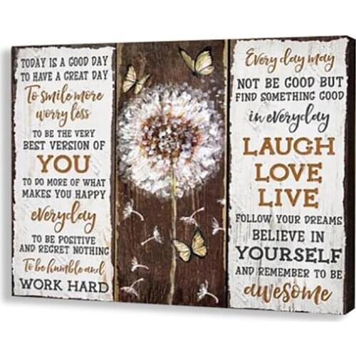 Rustic Dandelion Canvas Butterfly Insect Painting Inspiration Imotivation Today Is Good Day Room Posters Enterprise Wall Decor