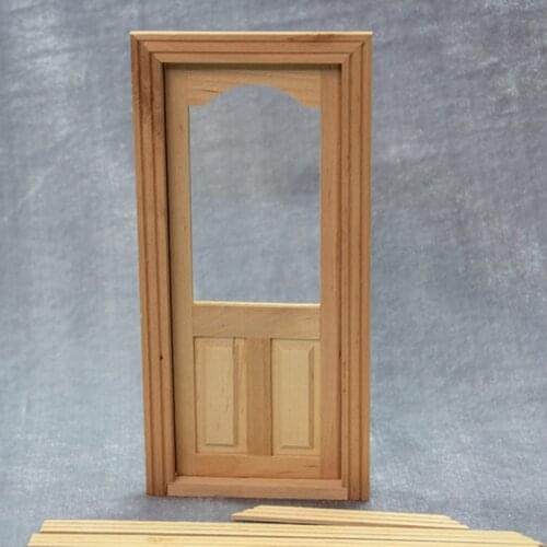 DIY 1:12 Scale Door Open Inside Wooden Miniature Dollhouse Door Models Pretend Play Furniture Accessories Toy