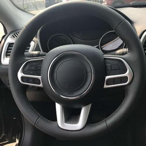 For Jeep Renegade 2015 2016 2017 for Jeep Compass 2017 2018 ABS Steering Wheel Decorative Cover Trim Car Styling Accessories