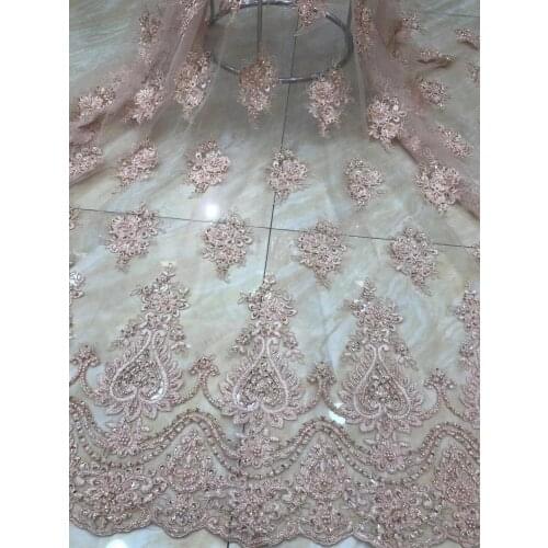 Wedding dress fabric beads SYJ-2686823 embroidery French mesh tulle lace African lace fabric evenig dress