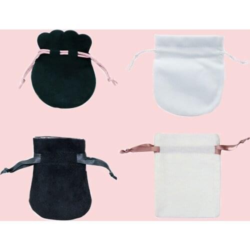 Wholesale 100pcs / lot black flannel bag For charm ring earring bag Women Original Europe DIY Jewelry Black Bags Outer Packaging