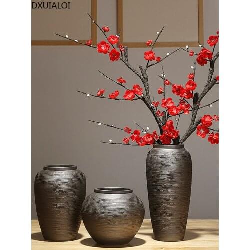 Ceramic vase new Chinese style modern minimalist living room dining table creative dried flower ornament decoration set DXUIALOI