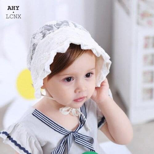 Korean New Baby Girl Lace Princess Hats Cute Flower Print Girls Sun Cap Fashion Kids Caps Summer Cotton Baby Hat