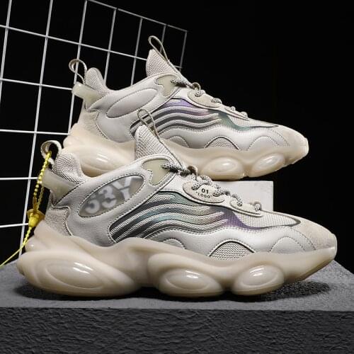 Mens casual shoes outdoor comfortable breathable fashion light vulcanized non-slip elastic flying woven jogging shoes