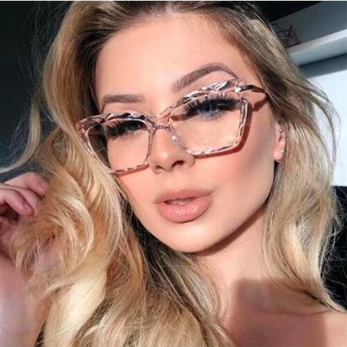 Square Cat Eye Eyeglasses EyewearFashion Women Multi-section Trending Brand Design Optical Computer GlassesOculos De Sol Okulary