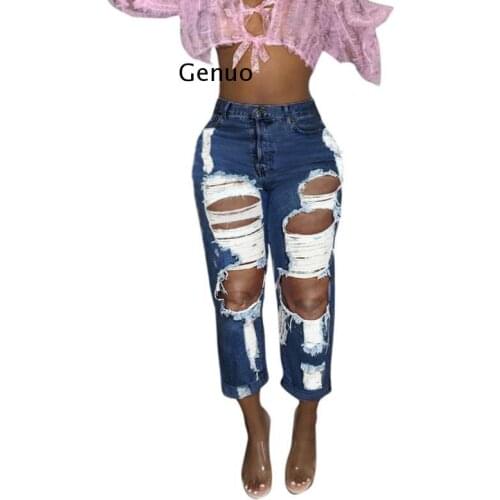 Hot Sale Summer Ripped Jeans Fashion Woman Loose Denim Jeans Trendy Casual Boyfriend Jeans Plus Size Clothing S-5Xl Top Quality
