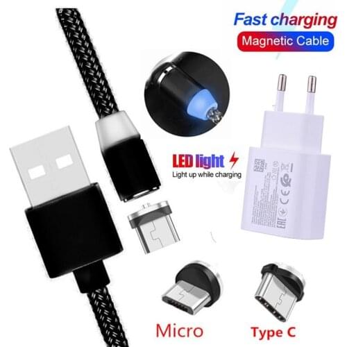 Type C Micro USB Magnetic Cable Fast charging Charger Cable For Xiaomi mi note 10 CC9E 9T PRO A1 A3 A2 LITE F1 Redmi 6a 7a 8a