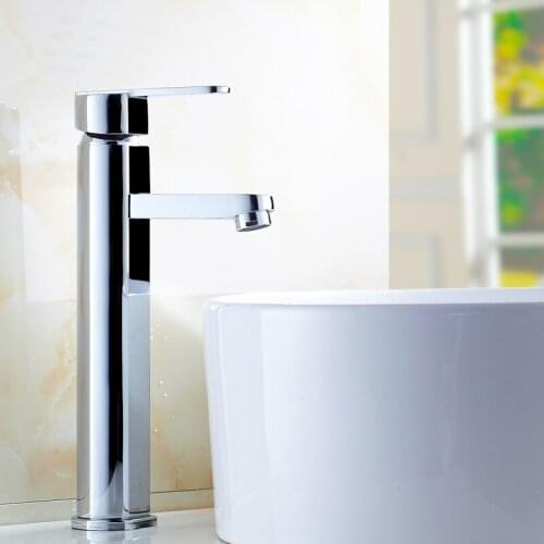Copper single hole bathroom sink basin faucet chrome, Brass heigh tening wash basin faucet mixer water tap,Hot and cold faucet