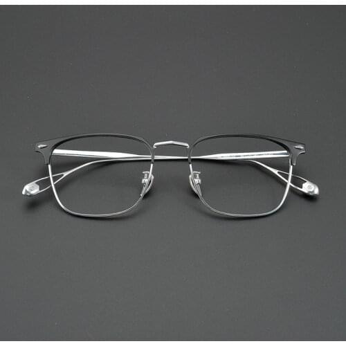 British gentleman style ultra-light pure titanium retro box myopia glasses mens customized degree anti-blue flat glasses
