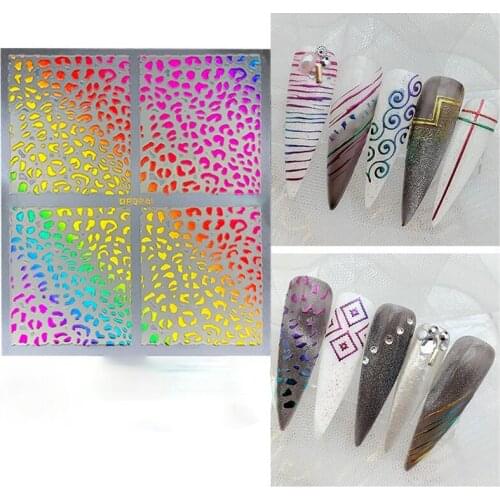 Nail Art Sticker Rainbow Fringe Streak Stripe Wave Line Tape Self-Adhesive Transfer Foils 3D DIY Decal Manicure Tips Decoration