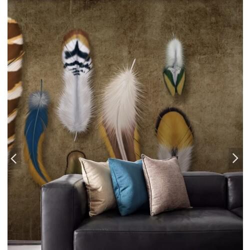 Colorful Feather Wall Mural Dark Background Landscape Wall Papers Roll for Living Room Wallpapers Murals Photo Wallpaper Nature