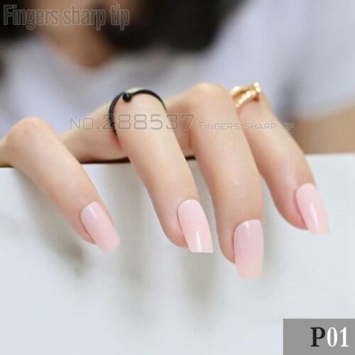 Natural Selling Nude color pink Long Square head baby color Candy Acrylic Art Decorative false nails 24pcs FULL Sets