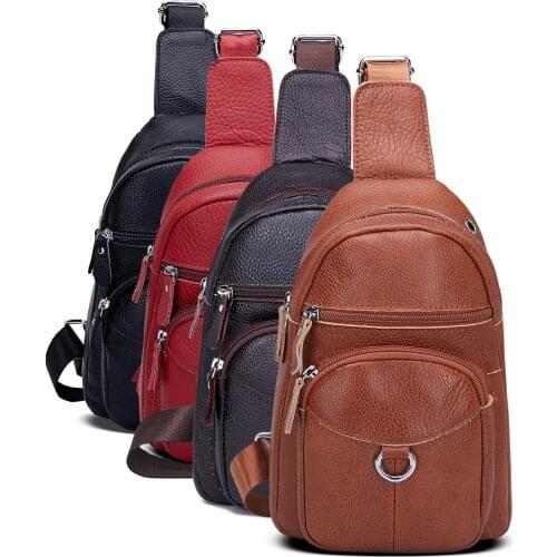 2021 New Style Mens Leather Close-fitting Chest Bag Top Layer Cowhide Female Korean Casual Messenger Bag