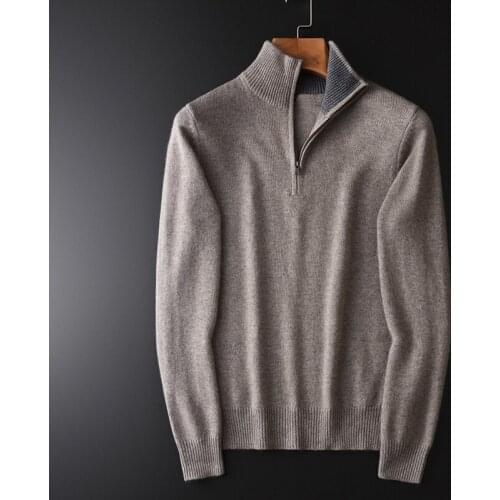 New Cashmere Turtleneck Mens Sweater Luxury Solid Color Zipper Collar Sweaters Man Plus Size 4xl Slim Fit Thick Sweater Male