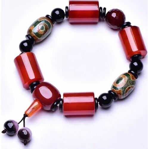 Wholesale Old Natural Crystal Bracelets Cylinder Bead Hand String Lucky for Men Women Crystal Buddha Bracelet Jewelry