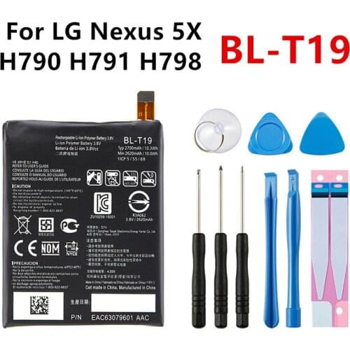 Original BL-T19 2700mAh Replacement Battery For LG Nexus 5X H790 BLT19 H791 H798 T19 BLT19 Mobile phone Batteries+Tools