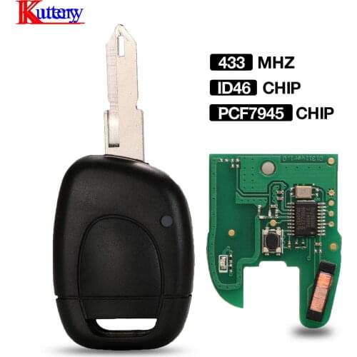 Kutery ID46 PCF7946 Chip 433MHZ Remote Smart Car Key 1 Button For Renault Master Kangoo Clio Twingo With NE72 Blade