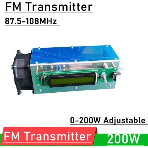 200W FM Transmitter Stereo audio 87.5-108MHz Radio Station Ham Full Protection Design Digital display broadcast Station Receiver