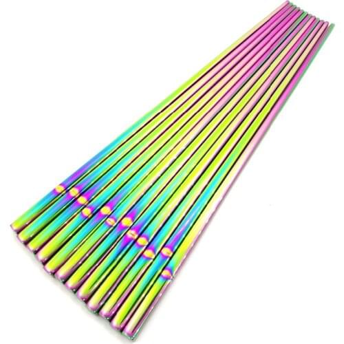 Rainbow Chopsticks Tongs Sumpit Stainless Steel Chopsticks Food Grade Top Mirror Polished Chopsticks Tableware Length 24cm 1pair