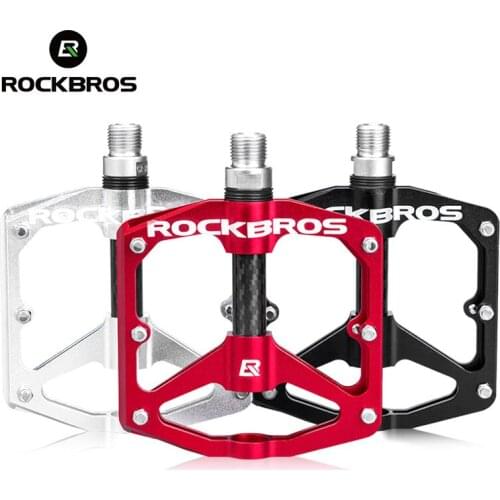 ROCKBROS Aluminum Alloy MTB Bike Bicycle Pedals Sealed DU Bearing Cycling Flat Pedals Hollow Ultralight Non-slip Cleat Bike Part