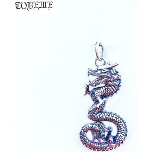 Handmade Vintage 999 silver Dragon pendant Real Pure Silver Dragon Pendant Hiphop Punk Pendant