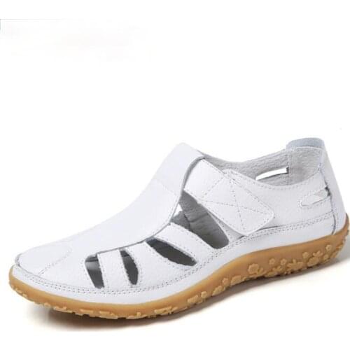 Women Gladiator Sandals Shoes GenuineLeather Hollowout Flat Sandals Ladies Casual Softbottom Summer Shoes Women Beach Sandal