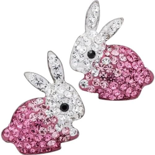 925 Sterling silver bunny rabbit stud earrings happy easter ornaments fashion jewelry gifts women girls her dropshipping HE04