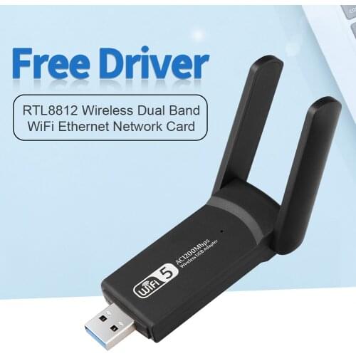 Network Card Wireless Dual Band 2.4G 5.8G WiFi Ethernet Adapter 1200Mbps with Dual Antenna USB3.0 Receiver for PC Computer