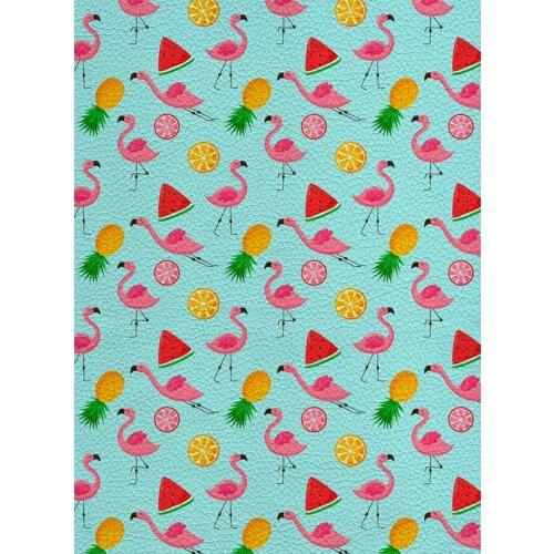 Flamingo Pattern Sewing Accessories Bowknot Bag Crafts PU Litchi Pattern Synthetic Leather 22X30cm A4