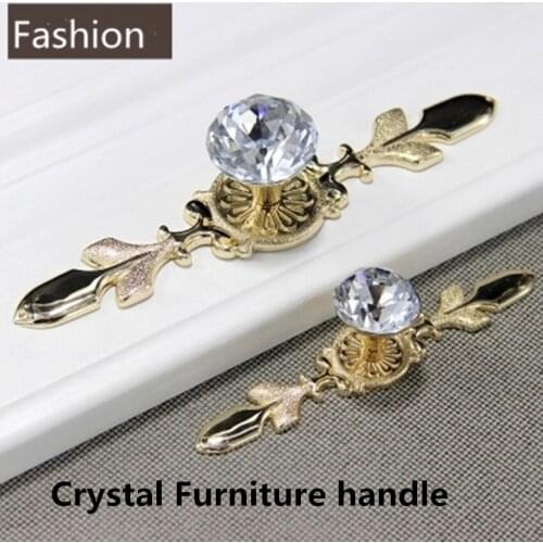Modern fashion gold drawer knob transparent crystal kitchen cabinet door handle tv cabinet wine cabinet bathroom cabinet knob