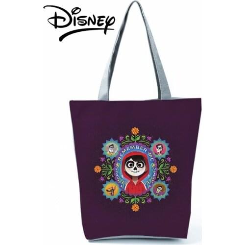 Disney Coco Printed Design Handbag Floral Fashion Female Tote Hot Women Travel Shopping Bag Cool Portable Unisex Shoulder Bag