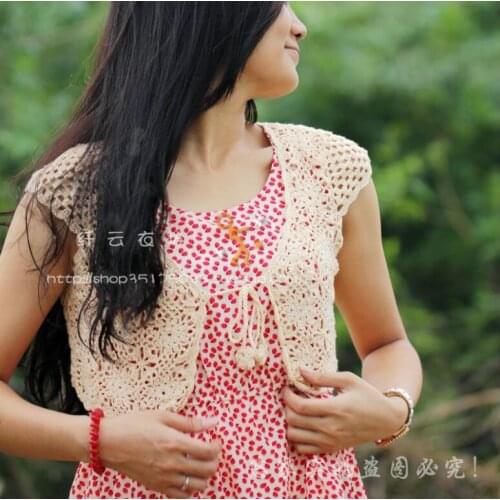 Traditional Chinese Hand made Crochet top Mesh Cardigan