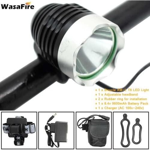 XM-L T6 LED Bicycle Front Light 1800lm Cycling Flashlight Head Lamp 8.4V 18650 Battery Bike Headlight with Charger