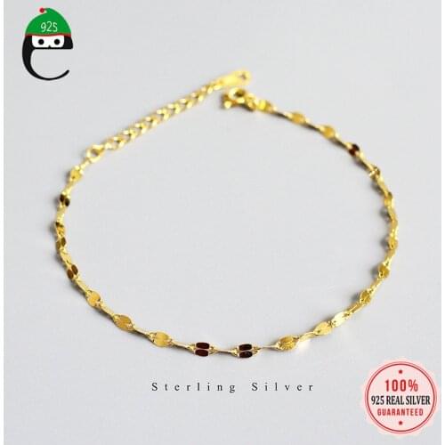 ElfoPlataSi Genuine 100% 925 Sterling Silver Minimalist Smooth Patches Bracelet For Women Girls Fine Silver 925 Jewelry ED410