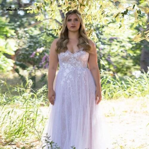 Vestidos Plus Size Dress Women Wedding Summer A Line 2021 Robe Longue Vintage Lace Bridal Beach Wedding Gowns Spaghetti Straps
