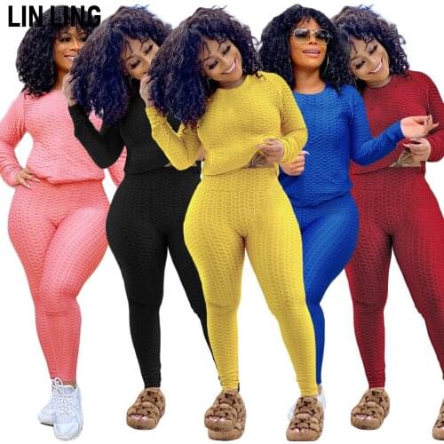 LINLING Round Neck Short High Waist Multicolor Bodysuit Two Piece Warm Yoga Pants Sports Suit