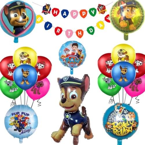 1 Set Paw Patrol Chase Balloon Cartoon Pupply Animal Theme Happy Birthday Party DIY Decoration Ballons Toys Gifts For Children