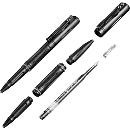 2020 NITECORE NTP21 Aluminum Alloy Tactical Pen Window Glass Breaker Tungsten Steel with Clip Multifunctional Self Defense Black