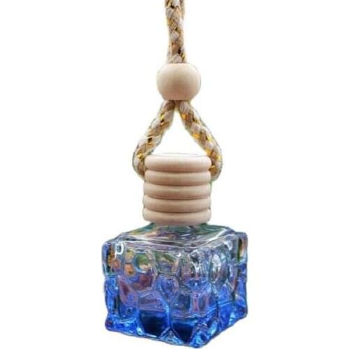 30pcs/lot Square Shape Empty Perfume Bottle with Wooden Cap DIY Car Hang Perfume Pendant Decoration Parfum Vial