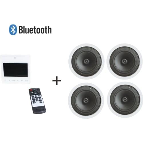 4*15w 8 ohm mini wall mounted audio amplifier with 4 PCS 5 inch coaxial treble ceiling speaker supporting USB/SD/AUX/Bluetooth