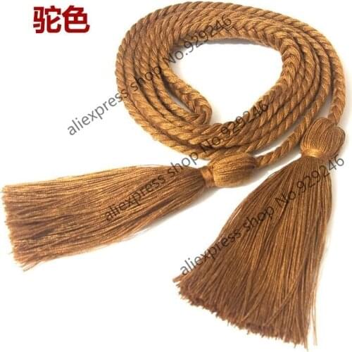4pcs/lot 0.9cm fashion braid cotton rope belt camel black garment tassel rope curtain rope home textile decorative accessory