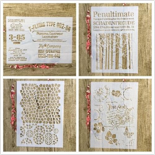 4 pieces / each batch of A4 flowers DIY craft layered stencil, painting, scrapbook, embossing, embossing album paper stencil